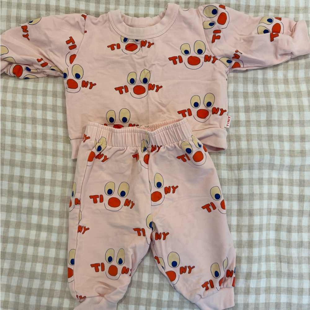 Tiny Cottons Pink Print Baby Sweat Suit